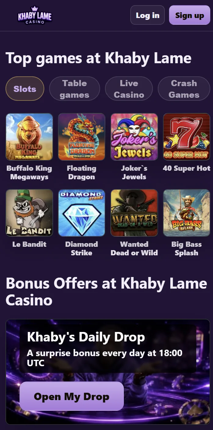 Juegos móviles en el KhabyLame Casino